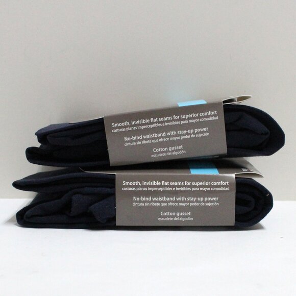 2 Pair Secret Treasures Women's Control Top Size 3 Navy Blue Tights - Picture 3 of 11